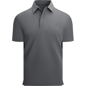 Alex Vando Men’s Golf Polo Shirt Textured Stretch Performance Polo | Structured Collar; Textured Knit Finish; 8-Way Stretch; Regular Fit True to Size; 87% Nylon 13% Spandex; Machine Washable(Charcoal)