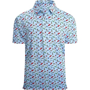 Alex Vando Mens Hawaiian Golf Shirt Moisture Wicking Digital Print Polo | Tropical vivid patterns, Sweat-absorbing, Flexible stretch weave, Side air slits, Unrestricted daily activity(Blue Surfboard)