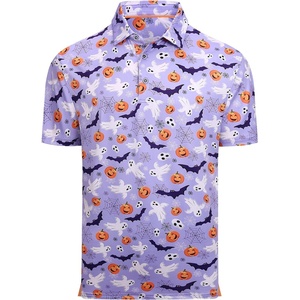 Alex Vando Mens Hawaiian Golf Shirt Moisture Wicking Digital Print Polo | Tropical vivid patterns, Sweat-absorbing, Flexible stretch weave, Side air slits, Unrestricted daily activity(Purple Pumpkin)