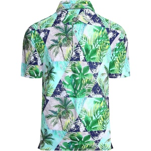 Alex Vando Mens Hawaiian Golf Shirt Moisture Wicking Digital Print Polo | Tropical vivid patterns, Sweat-absorbing, Flexible stretch weave, Side air slits, Unrestricted daily activity(Navy Palm)