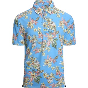 Alex Vando Mens Hawaiian Golf Shirt Moisture Wicking Digital Print Polo | Tropical vivid patterns, Sweat-absorbing, Flexible stretch weave, Side air slits, Unrestricted daily activity(Yellow Flower)