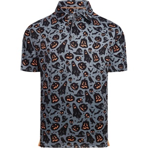 Alex Vando Mens Hawaiian Golf Shirt Moisture Wicking Digital Print Polo | Tropical vivid patterns, Sweat-absorbing, Flexible stretch weave, Side air slits, Unrestricted daily activity(Black Ghost)