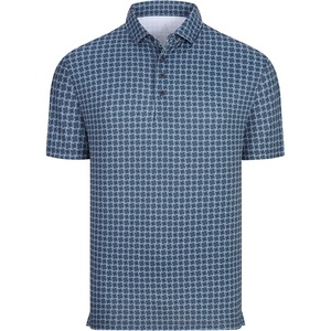Alex Vando Mens Polo Shirts Short Sleeve Breeze Printed Dry Fit Golf Shirt | Quick Dry Cooling Fabric Prevents Sunburn, Stay-Flat Hidden Collar Solves Curling, Easy Care Non-Iron Machine Washable(Navygrid)