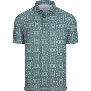 Alex Vando Mens Polo Shirts Short Sleeve Breeze Printed Dry Fit Golf Shirt | Quick Dry Cooling Fabric Prevents Sunburn, Stay-Flat Hidden Collar Solves Curling, Easy Care Non-Iron Machine Washable(Greygreencircle)