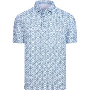 Alex Vando Mens Polo Shirts Short Sleeve Breeze Printed Dry Fit Golf Shirt | Quick Dry Cooling Fabric Prevents Sunburn, Stay-Flat Hidden Collar Solves Curling, Easy Care Non-Iron Machine Washable(Ltbluediamond)