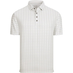Alex Vando Mens Polo Shirts Short Sleeve Breeze Printed Dry Fit Golf Shirt | Quick Dry Cooling Fabric Prevents Sunburn, Stay-Flat Hidden Collar Solves Curling, Easy Care Non-Iron Machine Washable(Beigediamond)
