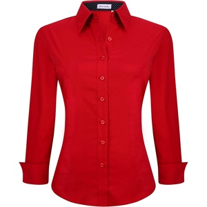 Alex Vando Womens Dress Shirts Button Down Wrinkle Free Long Sleeve Shirt | Breathable 4-Way Stretch Fabric Shirt, Wrinkle-Resistant Spread Collar, Easy Care. Ideal For Business & Everyday Wear.(Red)
