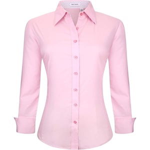 Alex Vando Womens Dress Shirts Button Down Wrinkle Free Long Sleeve Shirt | Breathable 4-Way Stretch Fabric Shirt, Wrinkle-Resistant Spread Collar, Easy Care. Ideal For Business & Everyday Wear.(Pink)