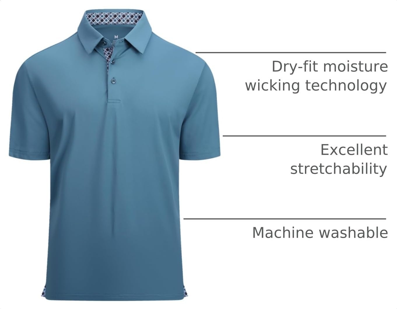 image:imageAlex Vando Mens Golf Shirt QuickDry Solid Short Sleeve Polo Shirts Moisture wickingInner collar decorativeFlexible movementSolid sleek silhouetteSturdy longwearing buildTeal 09