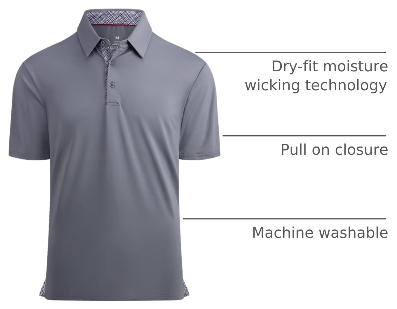 image:imageAlex Vando Mens Golf Shirt QuickDry Solid Short Sleeve Polo Shirts Moisture wickingInner collar decorativeFlexible movementSolid sleek silhouetteSturdy longwearing buildGrey 09