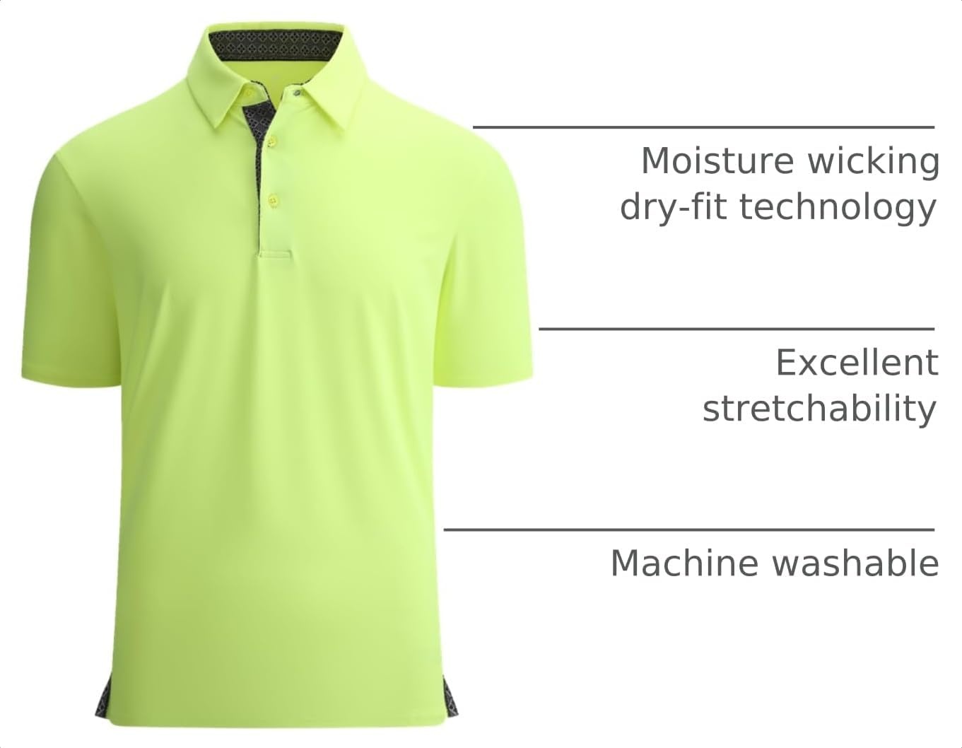 image:imageAlex Vando Mens Golf Shirt QuickDry Solid Short Sleeve Polo Shirts Moisture wickingInner collar decorativeFlexible movementSolid sleek silhouetteSturdy longwearing buildFluorescent Green 09