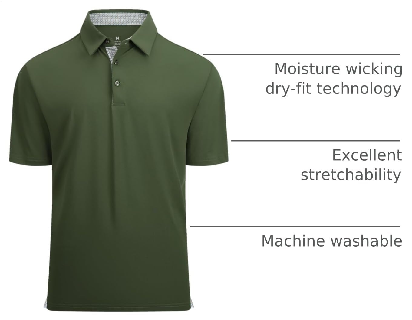 image:imageAlex Vando Mens Golf Shirt QuickDry Solid Short Sleeve Polo Shirts Moisture wickingInner collar decorativeFlexible movementSolid sleek silhouetteSturdy longwearing buildOlive 09
