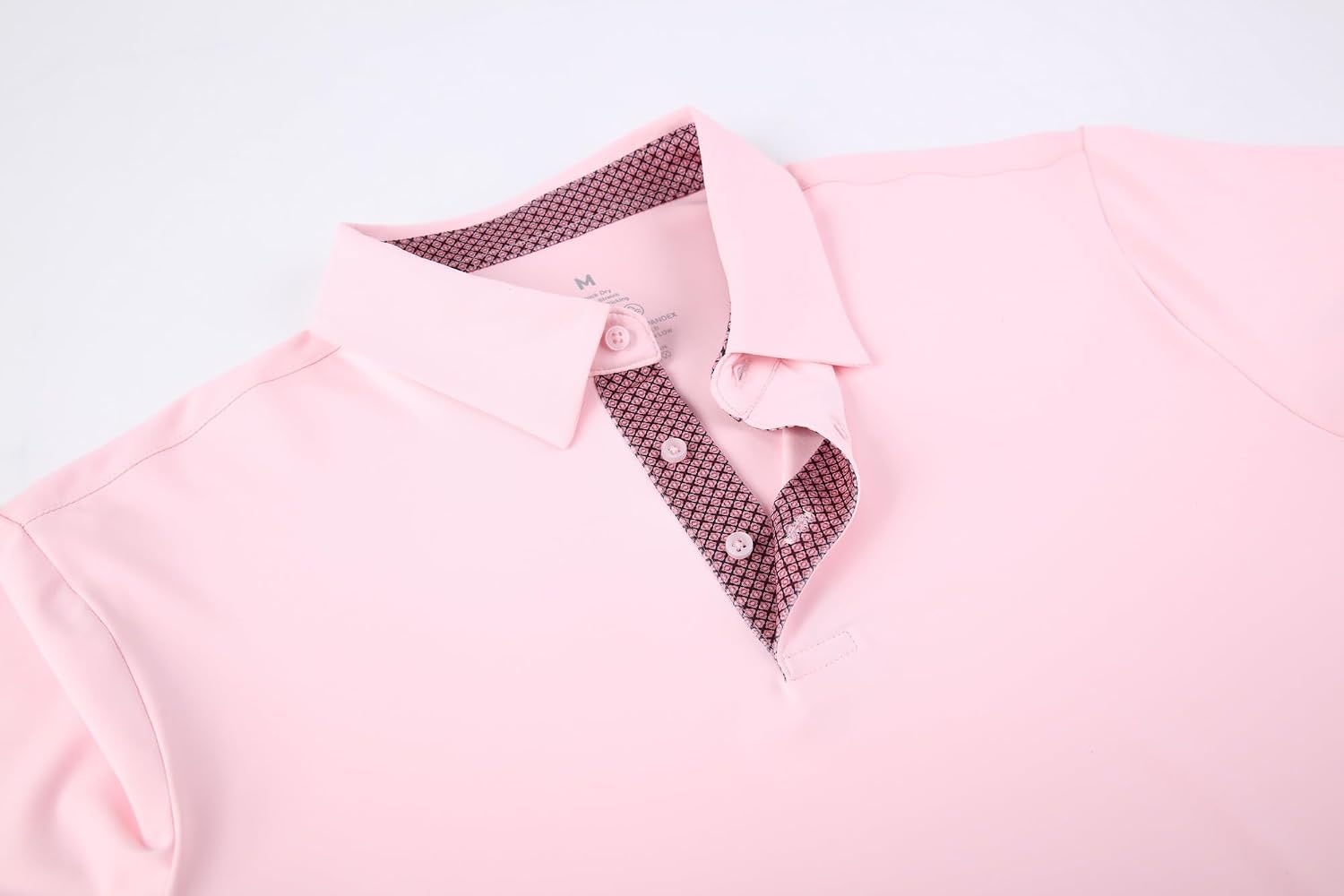 image:imageAlex Vando Mens Golf Shirt QuickDry Solid Short Sleeve Polo Shirts Moisture wickingInner collar decorativeFlexible movementSolid sleek silhouetteSturdy longwearing buildLt Pink 09
