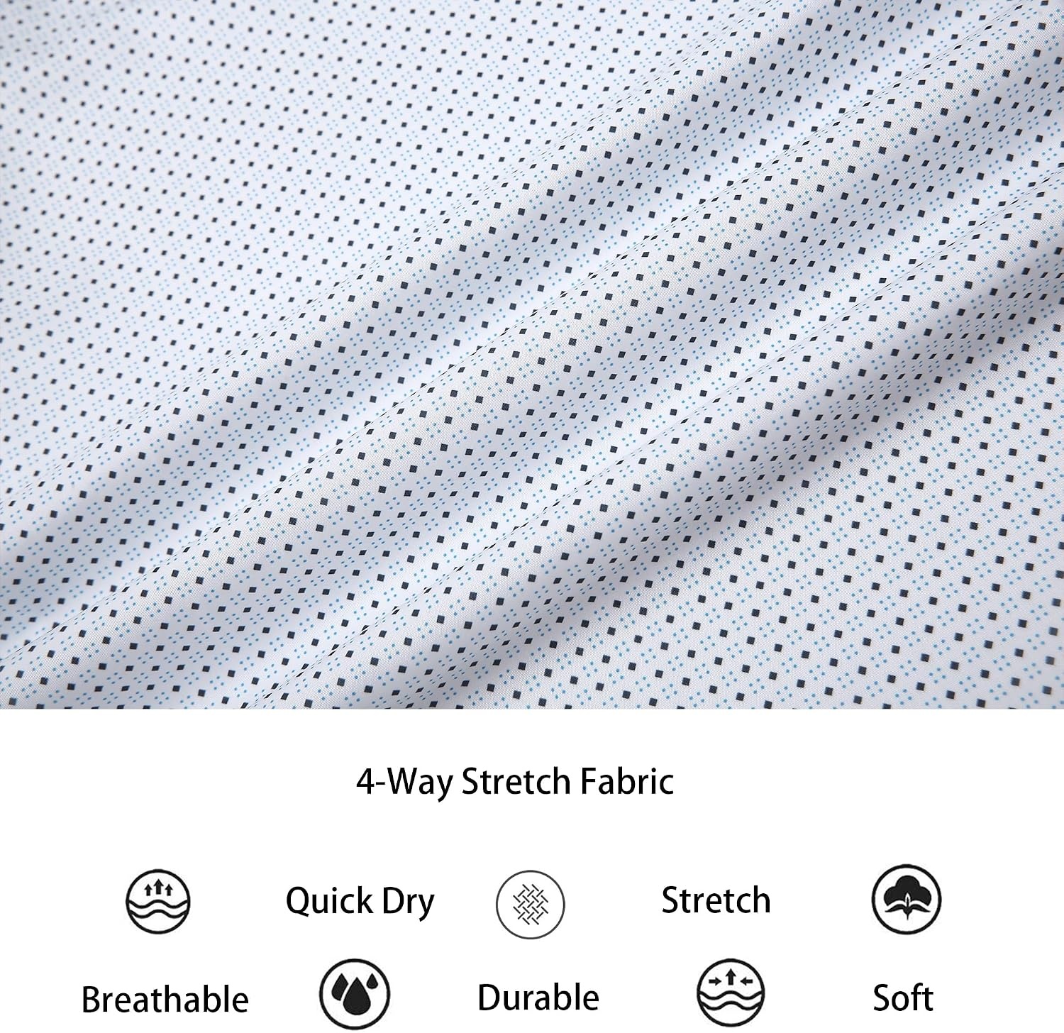 image:imageAlex Vando Mens Printed Dress Shirts Easy Care Button Down Shirt Fourway flexible weave Inner collar amp cuff contrast Antiwrinkle texture Lightweight Great present for male relativesTurquoise Dots 4705