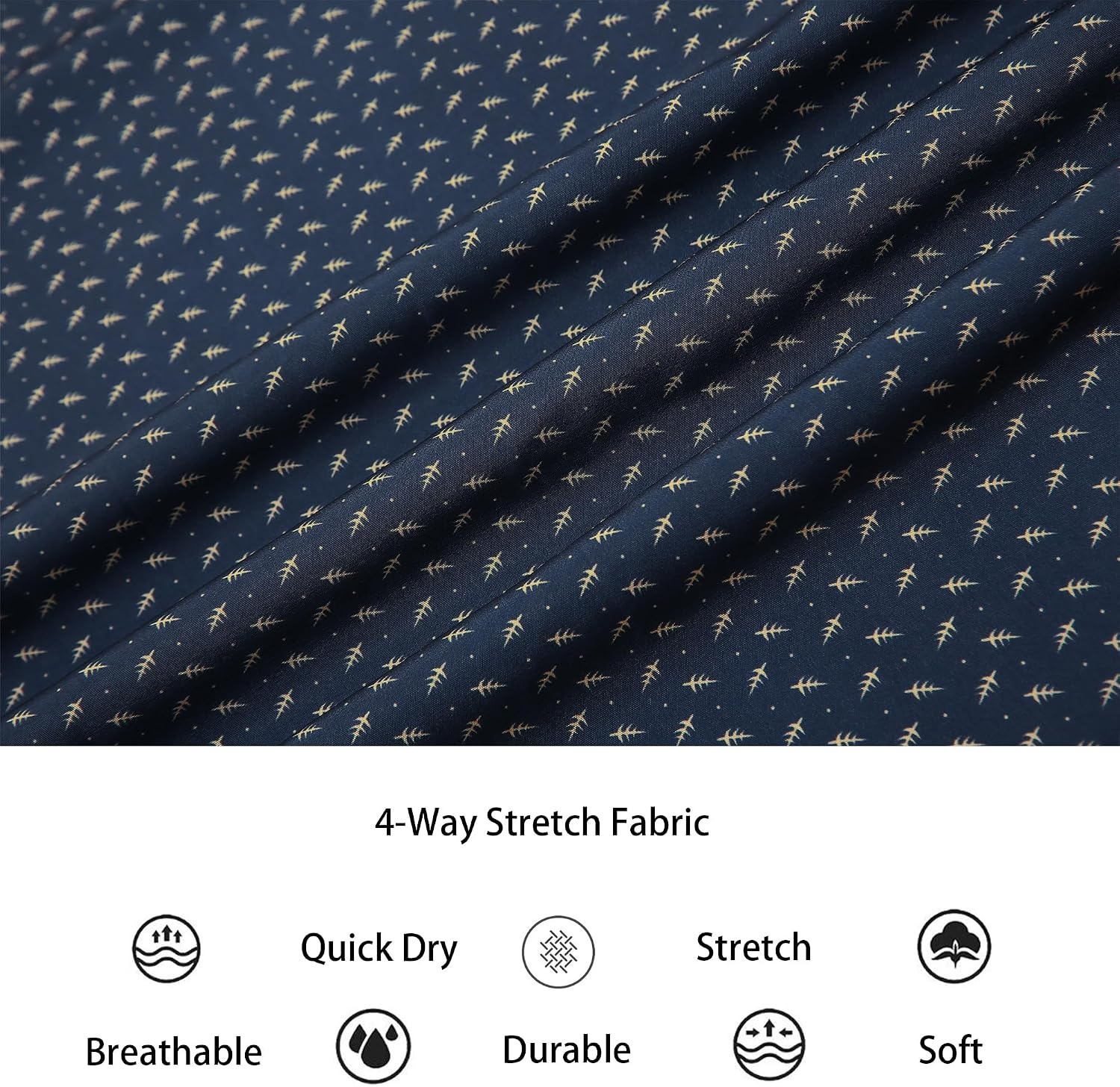 image:imageAlex Vando Mens Printed Dress Shirts Easy Care Button Down Shirt Fourway flexible weave Inner collar amp cuff contrast Antiwrinkle texture Lightweight Great present for male relativesBlack Tree 402