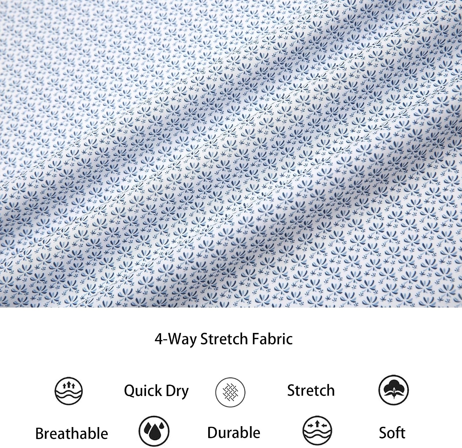 image:imageAlex Vando Mens Printed Dress Shirts Easy Care Button Down Shirt Fourway flexible weave Inner collar amp cuff contrast Antiwrinkle texture Lightweight Great present for male relativesWhite Palm 6495