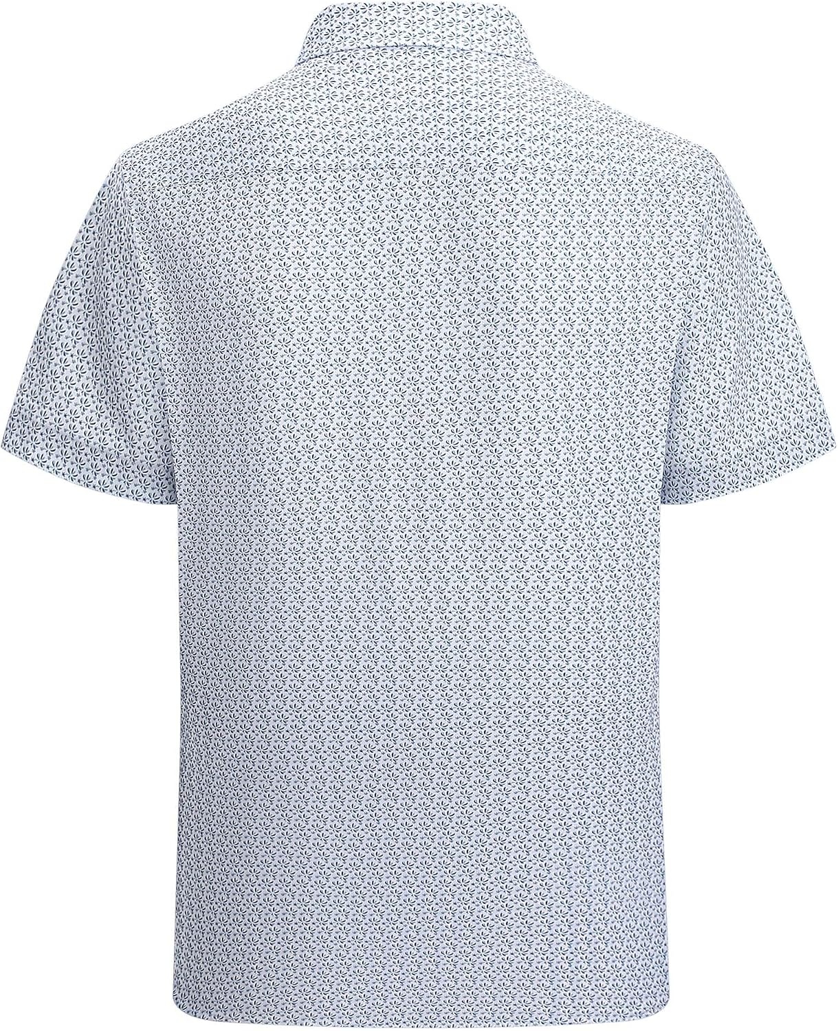 image:imageAlex Vando Mens Printed Dress Shirts Easy Care Button Down Shirt Fourway flexible weave Inner collar amp cuff contrast Antiwrinkle texture Lightweight Great present for male relativesWhite Palm 6495