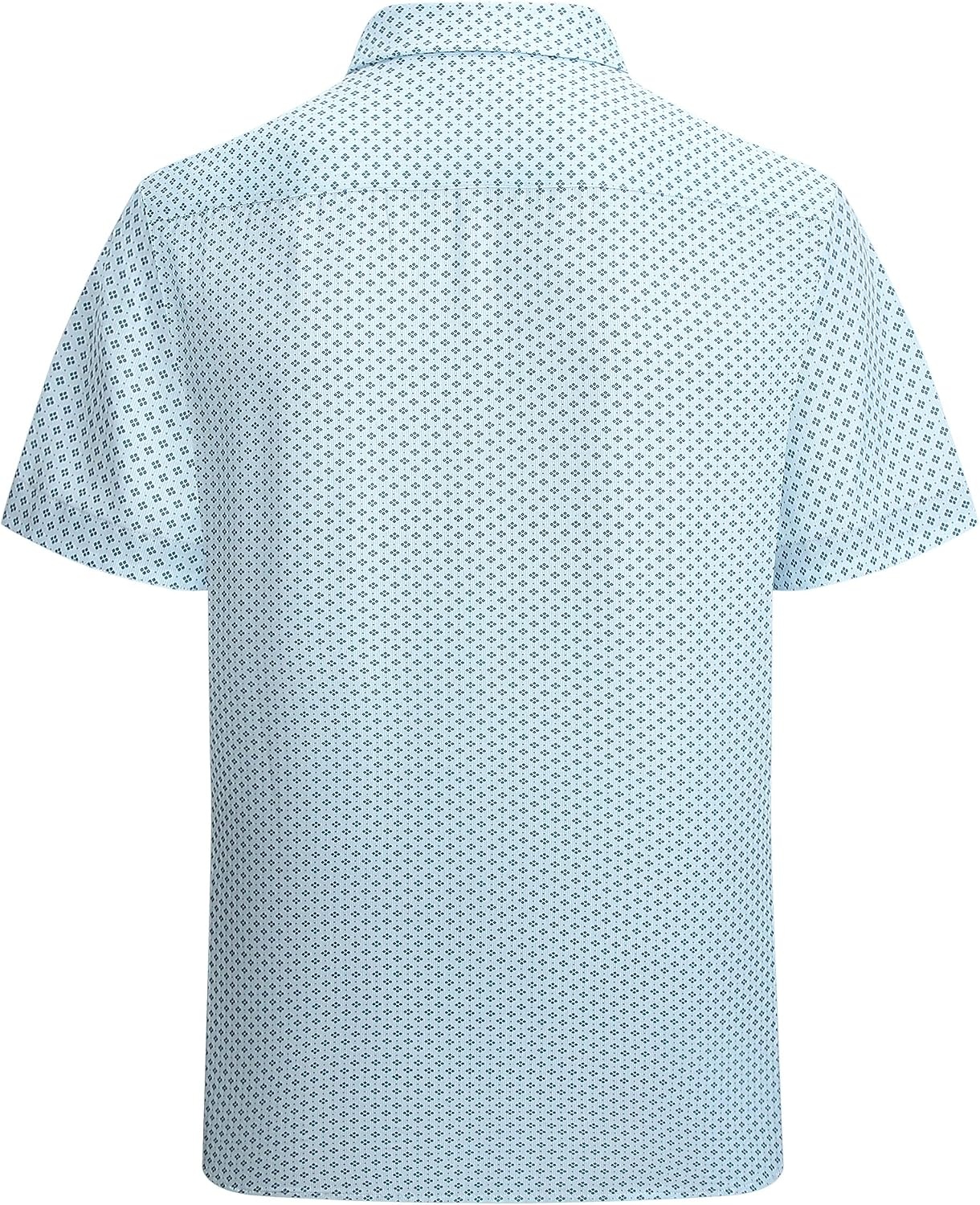 image:imageAlex Vando Mens Printed Dress Shirts Easy Care Button Down Shirt Fourway flexible weave Inner collar amp cuff contrast Antiwrinkle texture Lightweight Great present for male relativesBlue Stripe 863