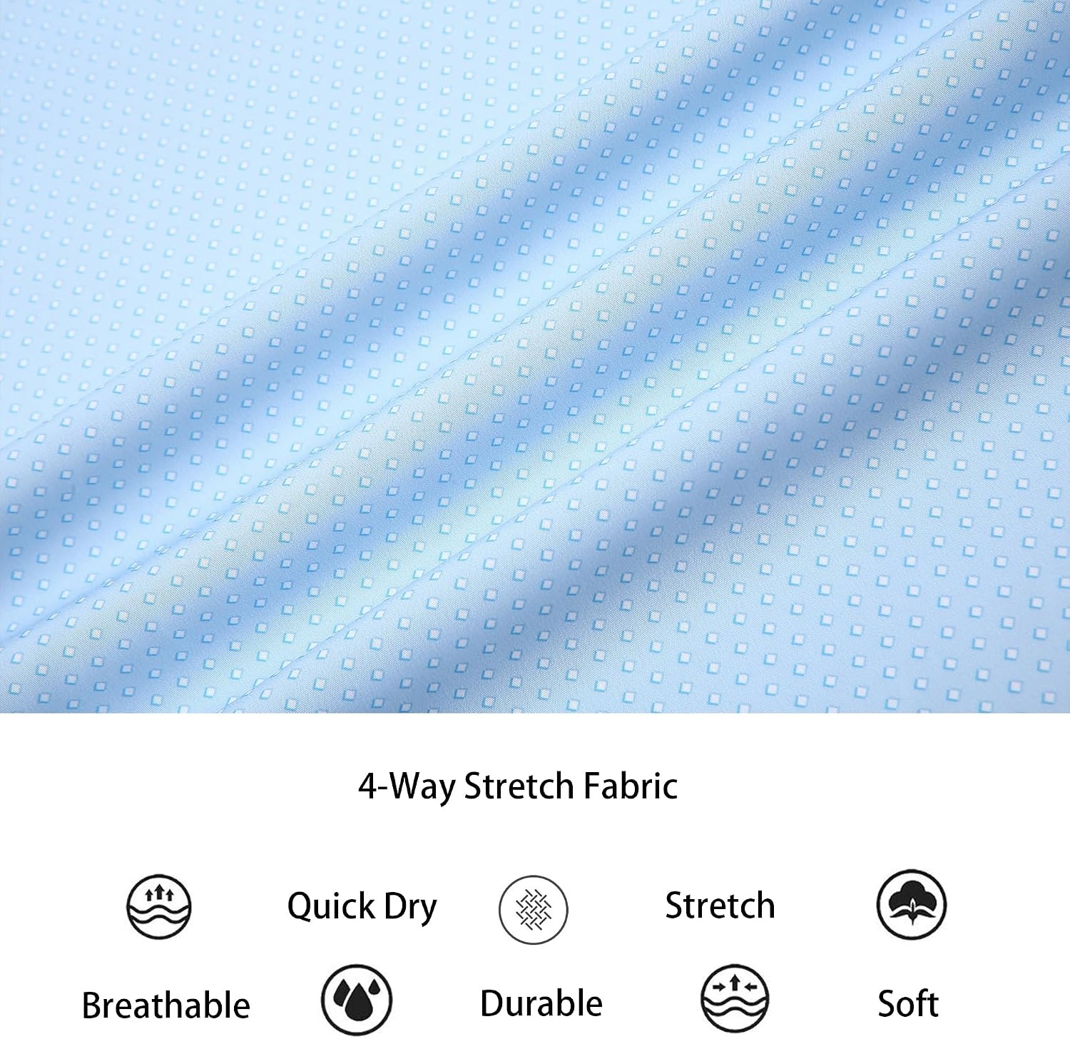image:imageAlex Vando Mens Printed Dress Shirts Easy Care Button Down Shirt Fourway flexible weave Inner collar amp cuff contrast Antiwrinkle texture Lightweight Great present for male relativesBlue Square 4653