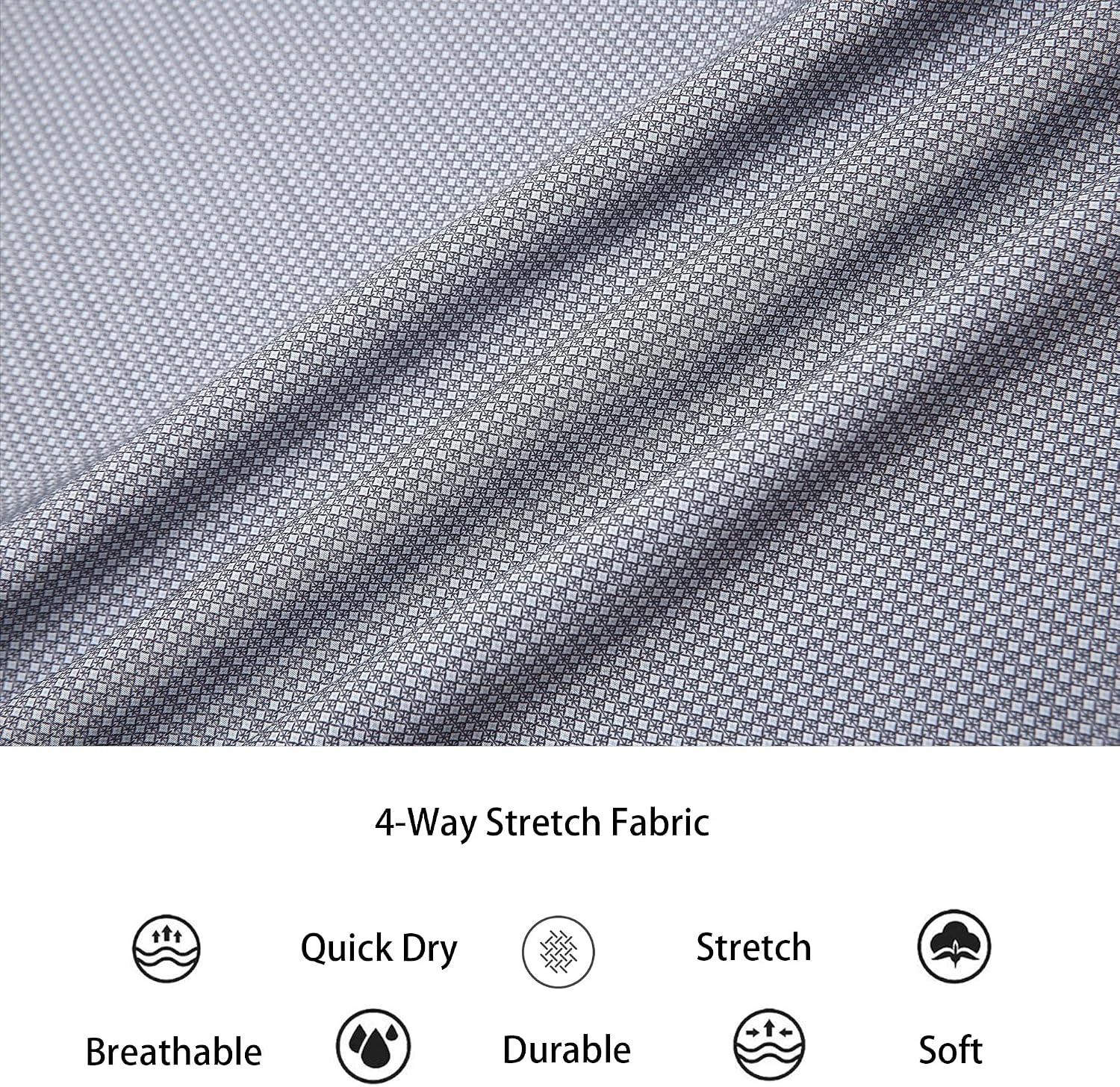 image:imageAlex Vando Mens Printed Dress Shirts Easy Care Button Down Shirt Fourway flexible weave Inner collar amp cuff contrast Antiwrinkle texture Lightweight Great present for male relativesBlack Square 4482