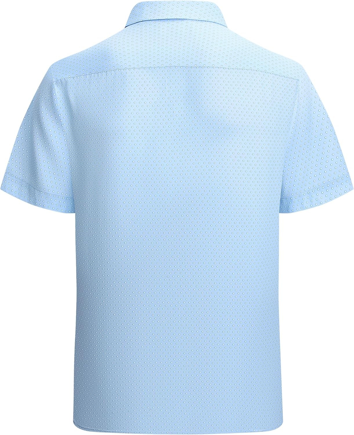 image:imageAlex Vando Mens Printed Dress Shirts Easy Care Button Down Shirt Fourway flexible weave Inner collar amp cuff contrast Antiwrinkle texture Lightweight Great present for male relativesBlue Square 4653