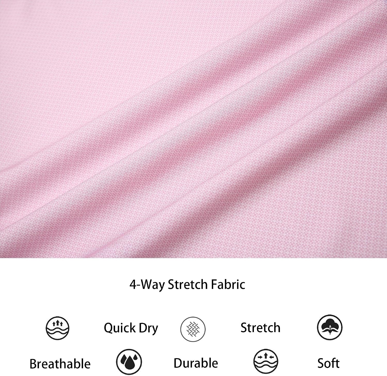 image:imageAlex Vando Mens Printed Dress Shirts Easy Care Button Down Shirt Fourway flexible weave Inner collar amp cuff contrast Antiwrinkle texture Lightweight Great present for male relativesPink Cross 4490