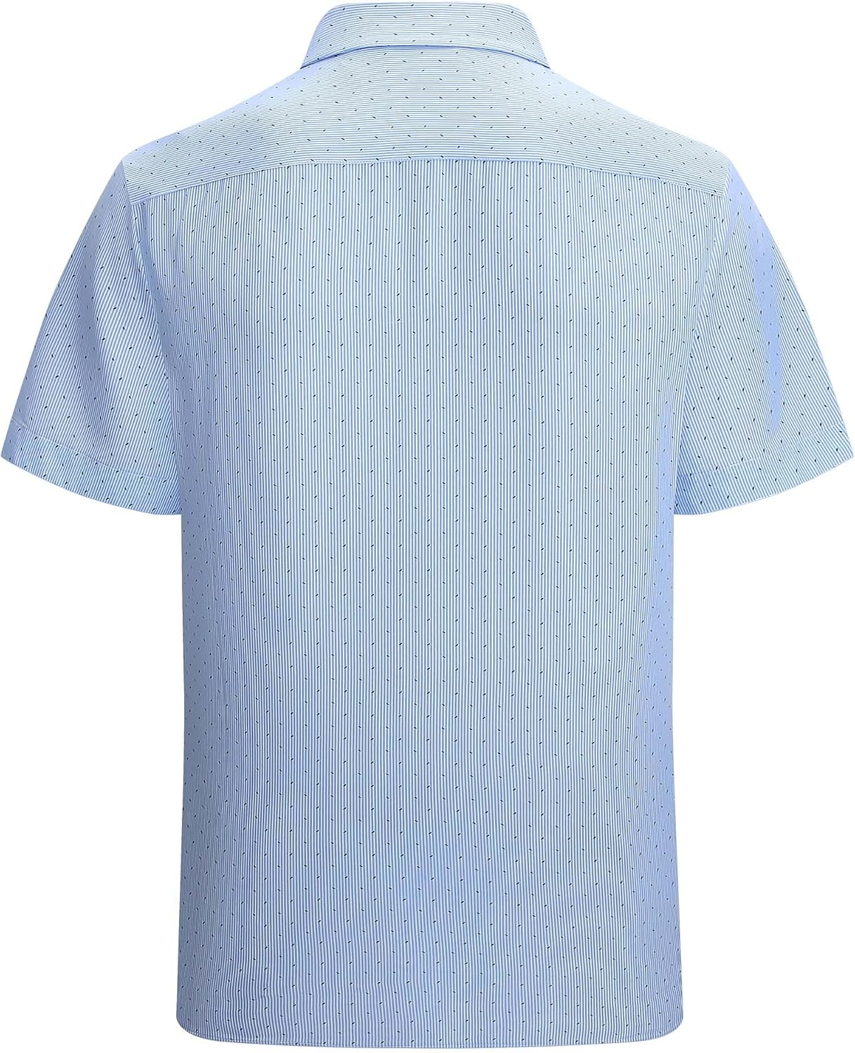 image:imageAlex Vando Mens Printed Dress Shirts Easy Care Button Down Shirt Fourway flexible weave Inner collar amp cuff contrast Antiwrinkle texture Lightweight Great present for male relativesBlue Pinstripe 6974