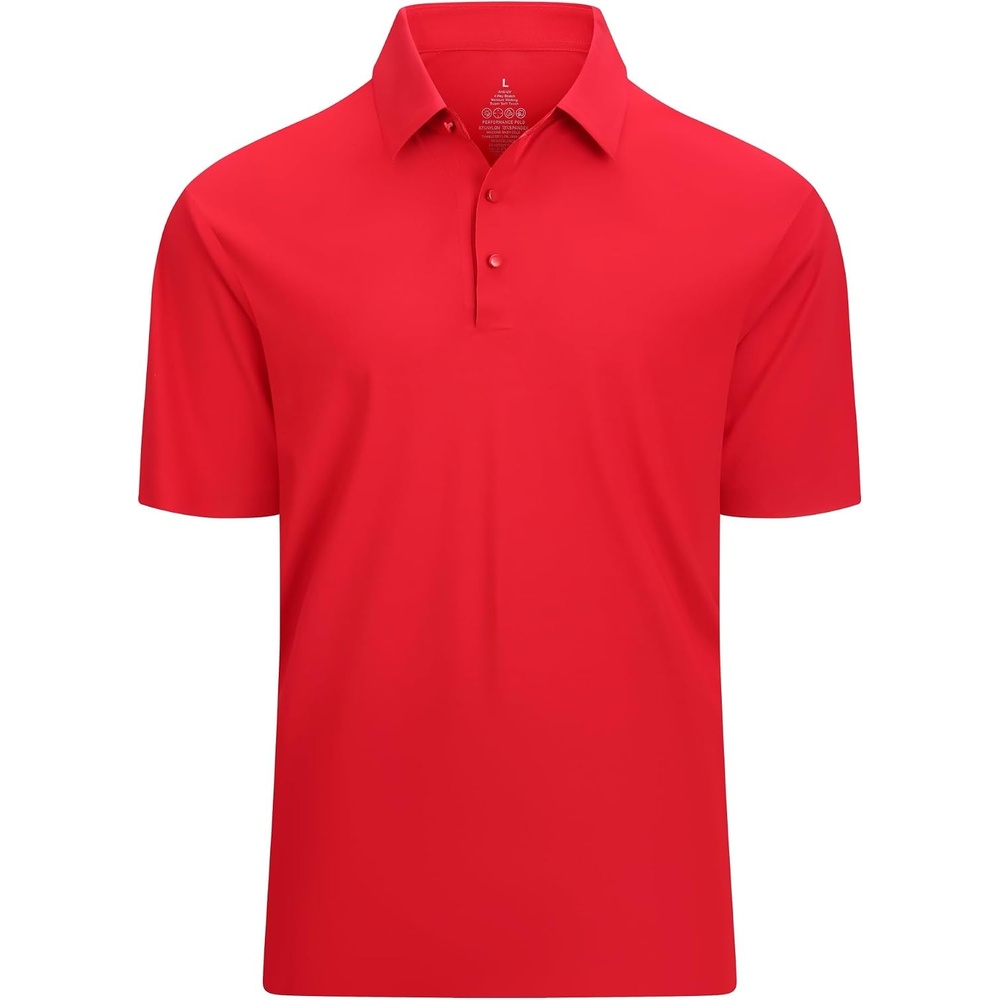 image:imageAlex Vando Mens Golf Shirt QuickDry Solid Short Sleeve Polo Shirts Moisture wickingInner collar decorativeFlexible movementSolid sleek silhouetteSturdy longwearing buildRed 100
