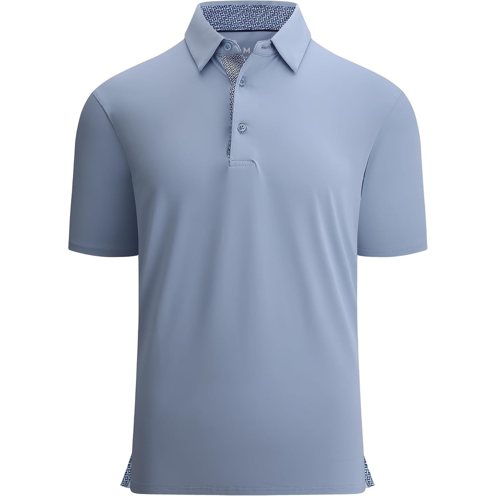 image:imageAlex Vando Mens Golf Shirt QuickDry Solid Short Sleeve Polo Shirts Moisture wickingInner collar decorativeFlexible movementSolid sleek silhouetteSturdy longwearing buildLt Blue 09