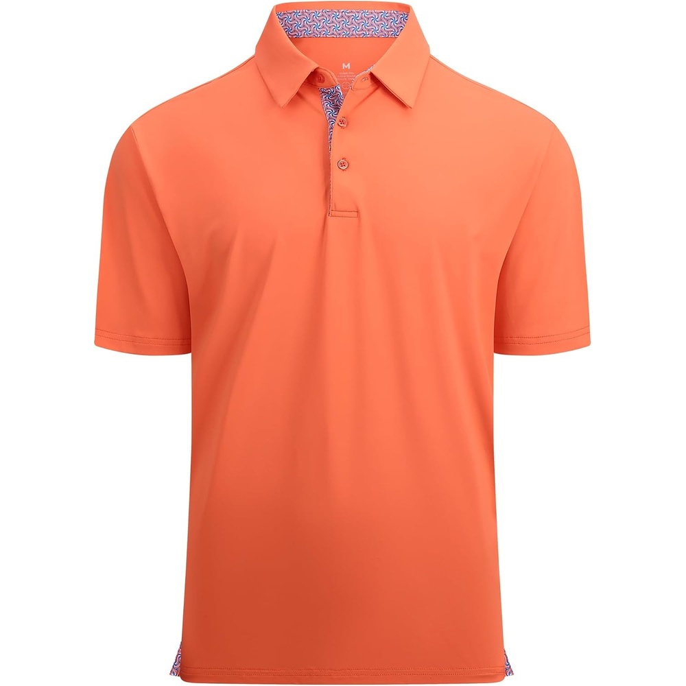 image:imageAlex Vando Mens Golf Shirt QuickDry Solid Short Sleeve Polo Shirts Moisture wickingInner collar decorativeFlexible movementSolid sleek silhouetteSturdy longwearing buildOrange 09