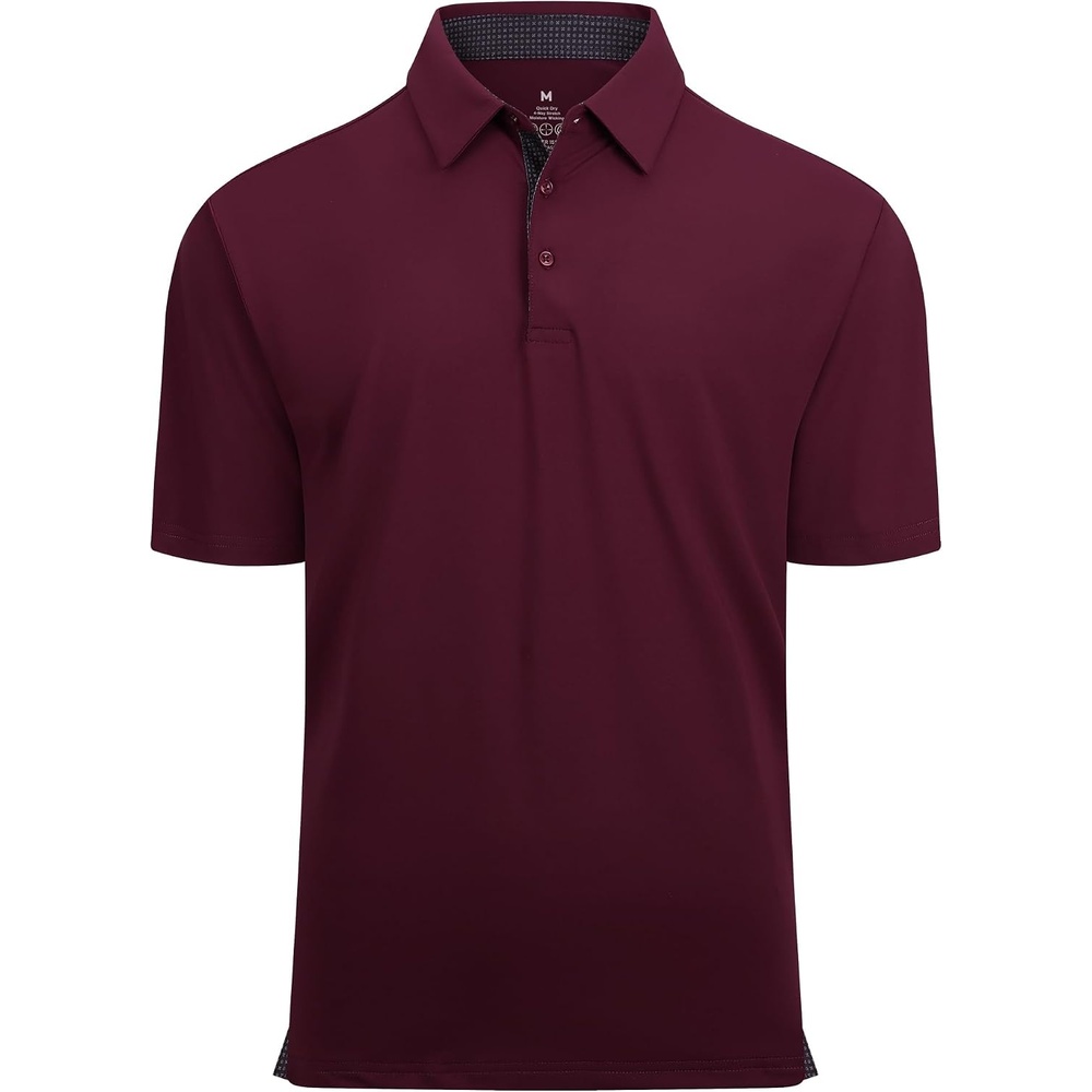 image:imageAlex Vando Mens Golf Shirt QuickDry Solid Short Sleeve Polo Shirts Moisture wickingInner collar decorativeFlexible movementSolid sleek silhouetteSturdy longwearing buildBurgundy 09