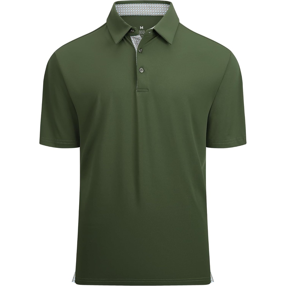 image:imageAlex Vando Mens Golf Shirt QuickDry Solid Short Sleeve Polo Shirts Moisture wickingInner collar decorativeFlexible movementSolid sleek silhouetteSturdy longwearing buildOlive 09