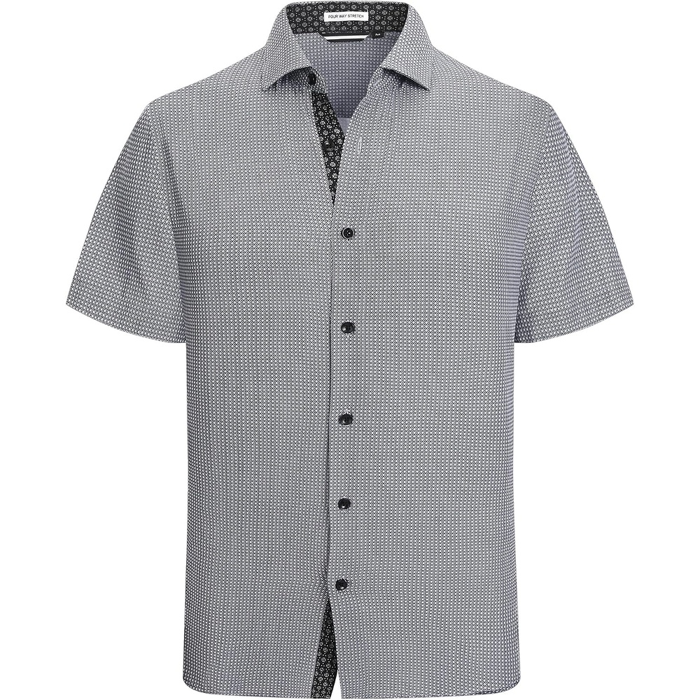 image:imageAlex Vando Mens Printed Dress Shirts Easy Care Button Down Shirt Fourway flexible weave Inner collar amp cuff contrast Antiwrinkle texture Lightweight Great present for male relativesBlack Square 4482