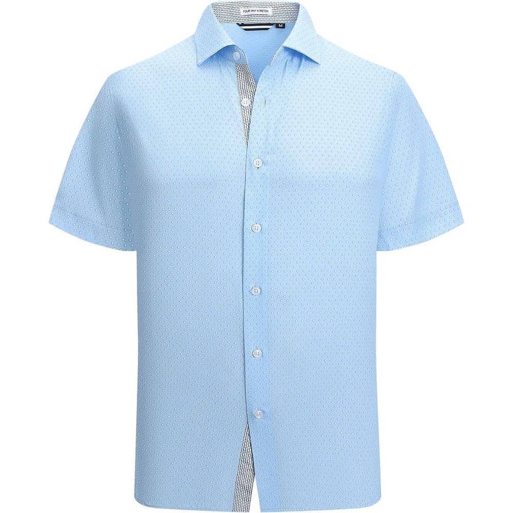 image:imageAlex Vando Mens Printed Dress Shirts Easy Care Button Down Shirt Fourway flexible weave Inner collar amp cuff contrast Antiwrinkle texture Lightweight Great present for male relativesBlue Square 4653
