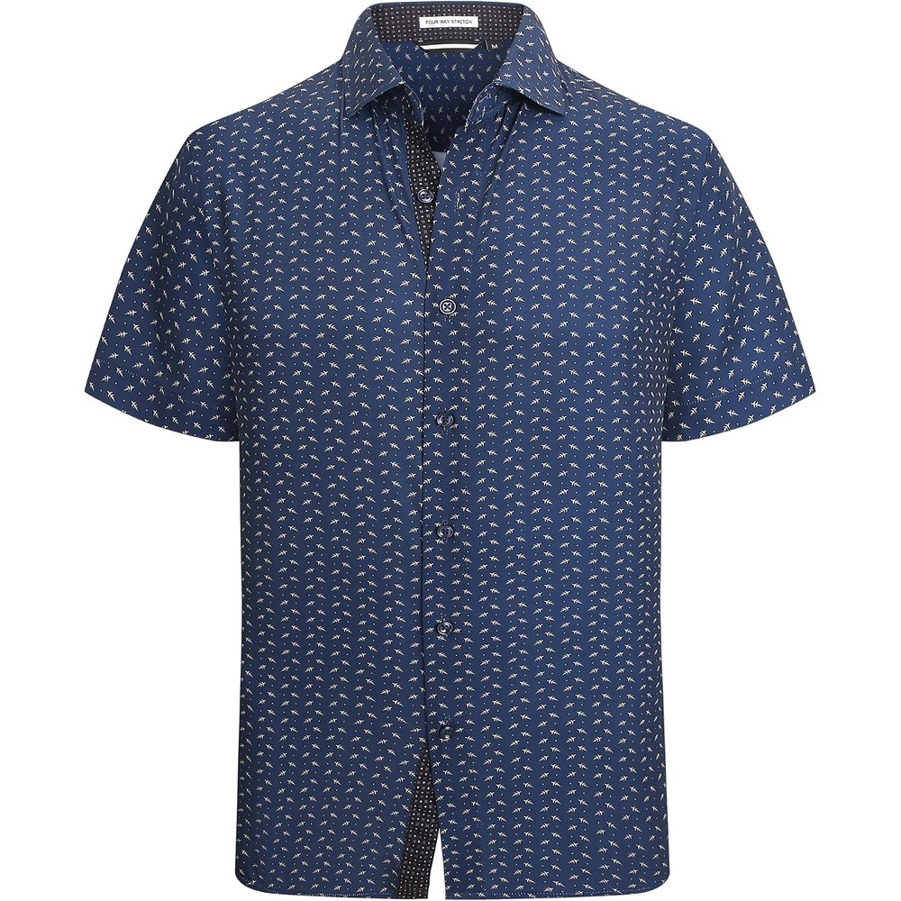 image:imageAlex Vando Mens Printed Dress Shirts Easy Care Button Down Shirt Fourway flexible weave Inner collar amp cuff contrast Antiwrinkle texture Lightweight Great present for male relativesBlack Tree 402