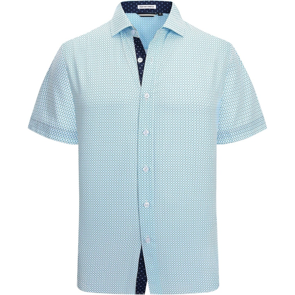 image:imageAlex Vando Mens Printed Dress Shirts Easy Care Button Down Shirt Fourway flexible weave Inner collar amp cuff contrast Antiwrinkle texture Lightweight Great present for male relativesTurquoise Paisley 1670