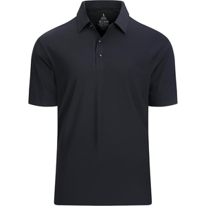 Alex Vando Mens Golf Shirt Quick-Dry Solid Short Sleeve Polo Shirts | Moisture wicking,Inner collar decorative,Flexible movement,Solid sleek silhouette,Sturdy long-wearing build(Black 100)