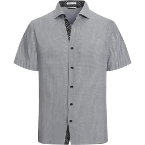 Alex Vando Mens Printed Dress Shirts Easy Care Button Down Shirt | Four-way flexible weave, Inner collar & cuff contrast, Anti-wrinkle texture, Lightweight, Great present for male relatives(Black Square 4482)