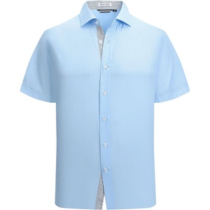 Alex Vando Mens Printed Dress Shirts Easy Care Button Down Shirt | Four-way flexible weave, Inner collar & cuff contrast, Anti-wrinkle texture, Lightweight, Great present for male relatives(Blue Square 4653)