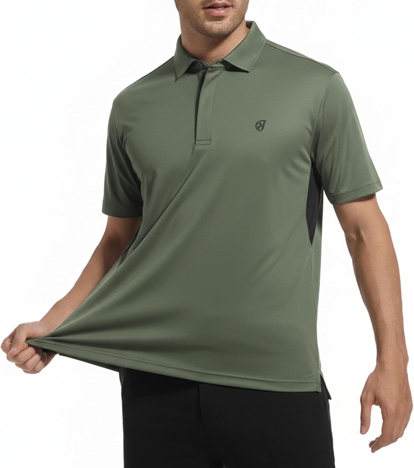 image:imageAlex Vando Mens Golf Polo Shirt Textured Stretch Performance PoloArmy
