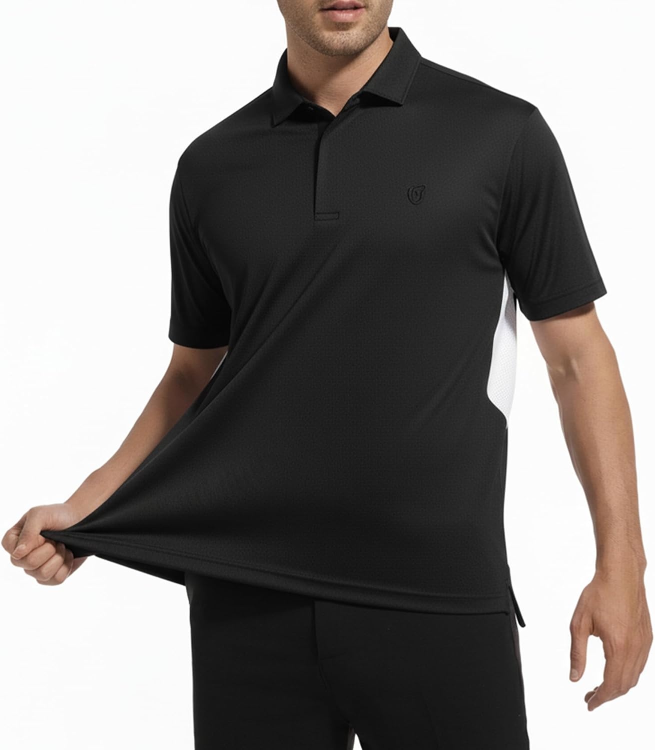 image:imageAlex Vando Mens Golf Polo Shirt Textured Stretch Performance PoloBlack
