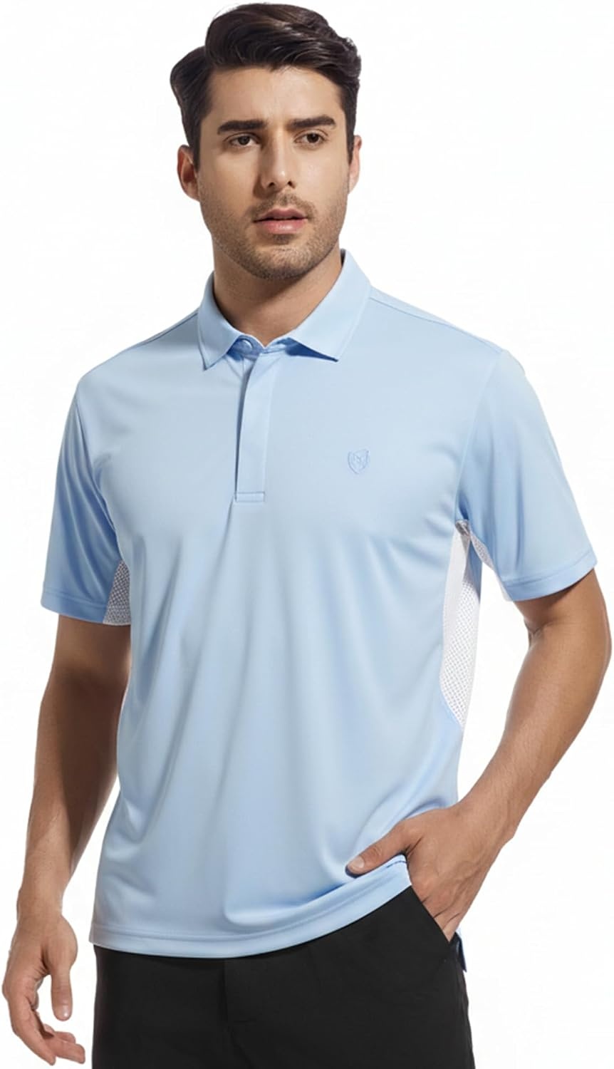 image:imageAlex Vando Mens Golf Polo Shirt Textured Stretch Performance PoloBlue