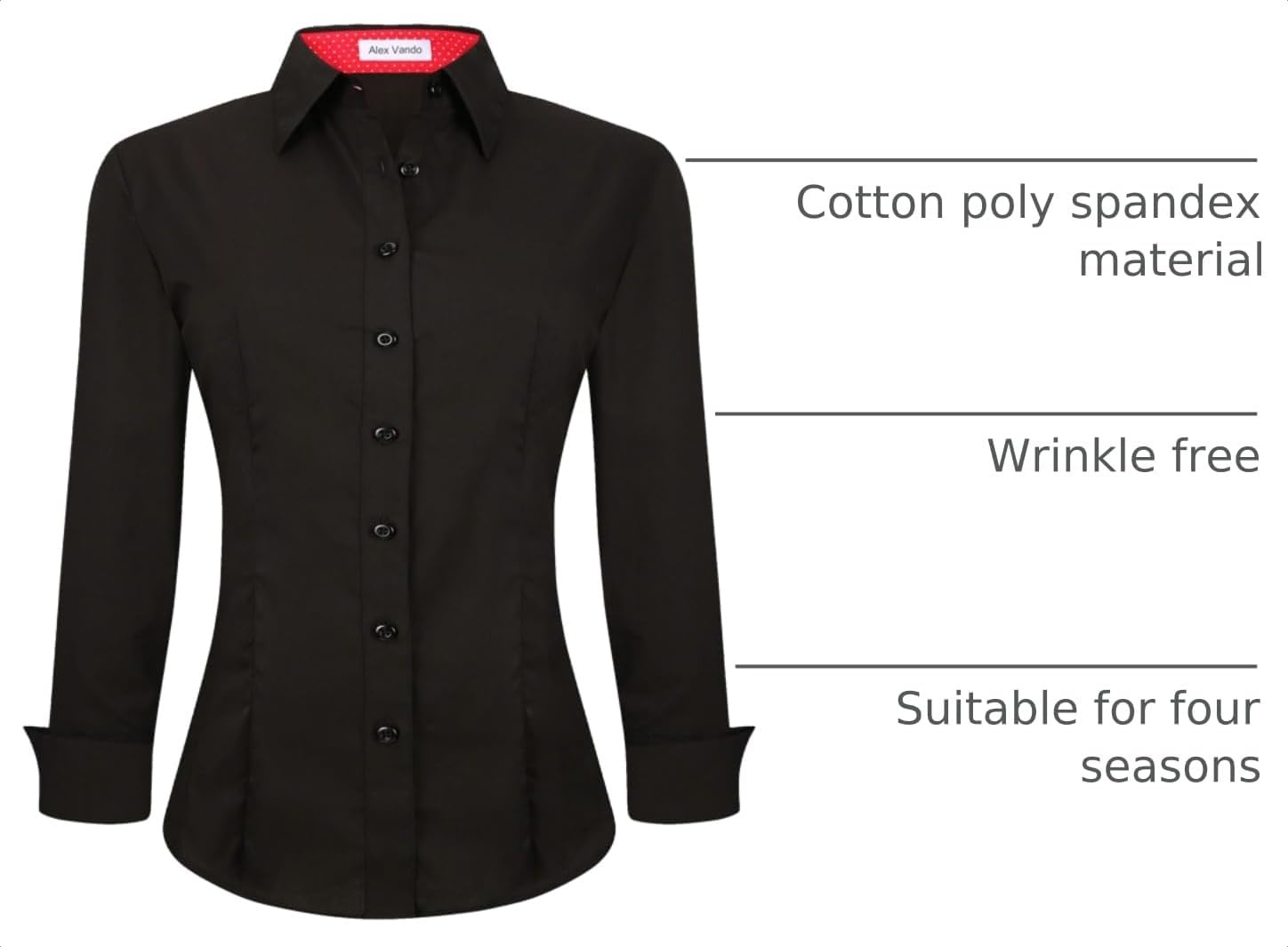 image:imageAlex Vando Womens Dress Shirts Button Down Wrinkle Free Long Sleeve ShirtBlack