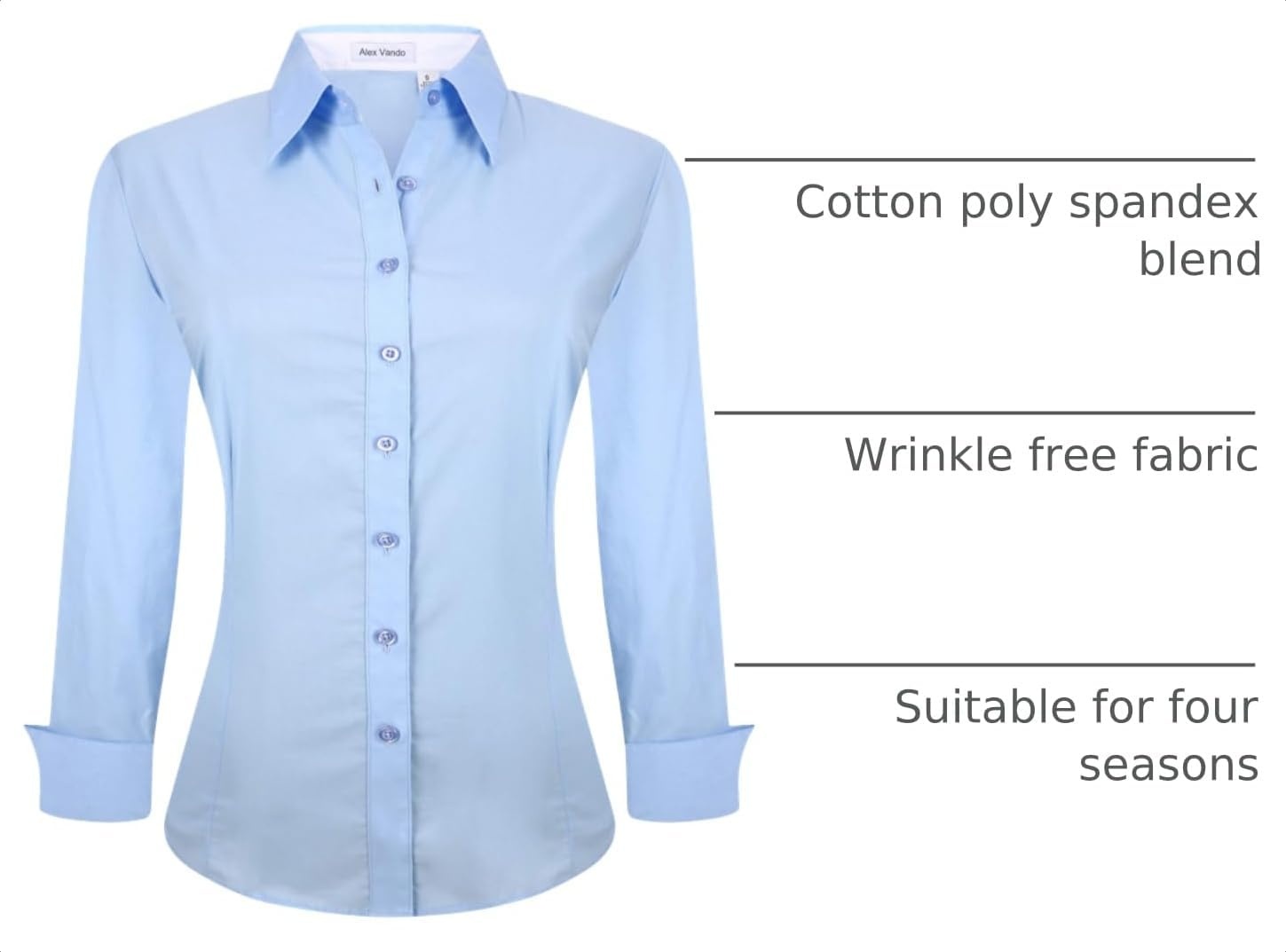image:imageAlex Vando Womens Dress Shirts Button Down Wrinkle Free Long Sleeve ShirtBlue