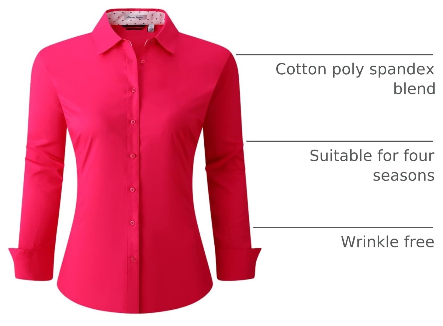 image:imageAlex Vando Womens Dress Shirts Button Down Wrinkle Free Long Sleeve ShirtFuchsia