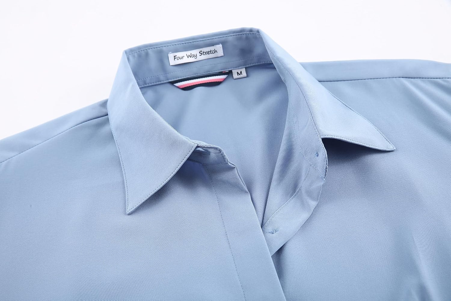 image:imageAlex Vando Womens Dress Shirts Button Down Wrinkle Free Long Sleeve ShirtHidden Placket Dusty Blue