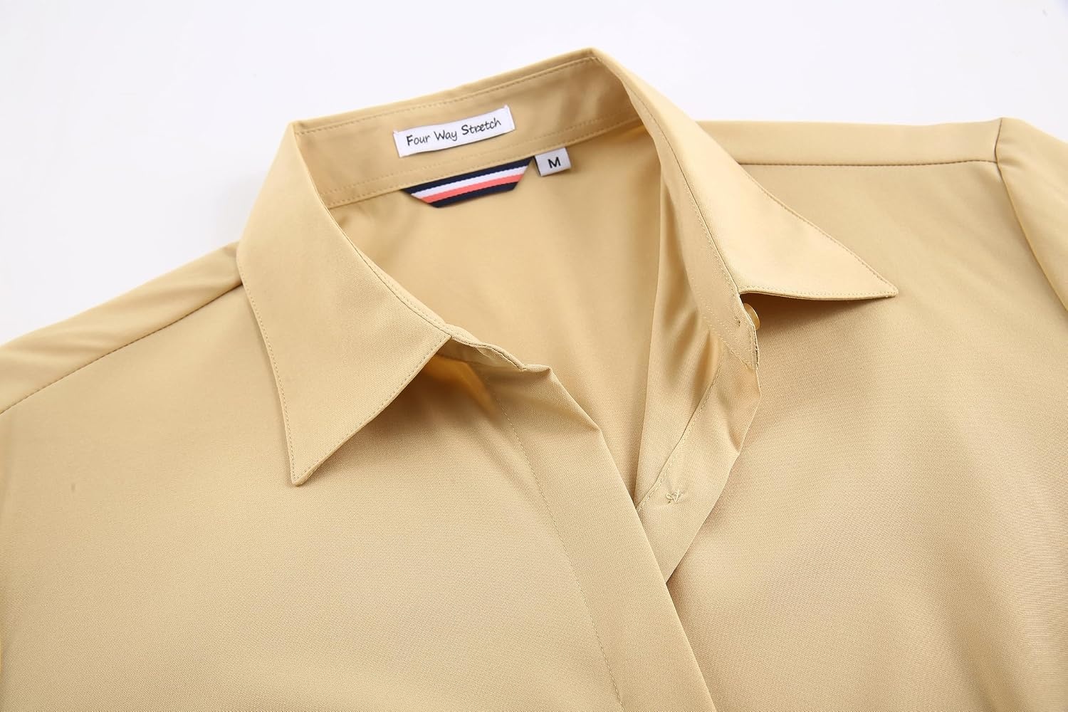 image:imageAlex Vando Womens Dress Shirts Button Down Wrinkle Free Long Sleeve ShirtHidden Placket Khaki