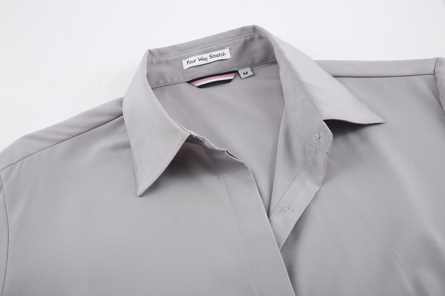 image:imageAlex Vando Womens Dress Shirts Button Down Wrinkle Free Long Sleeve ShirtHidden Placket Lt Grey