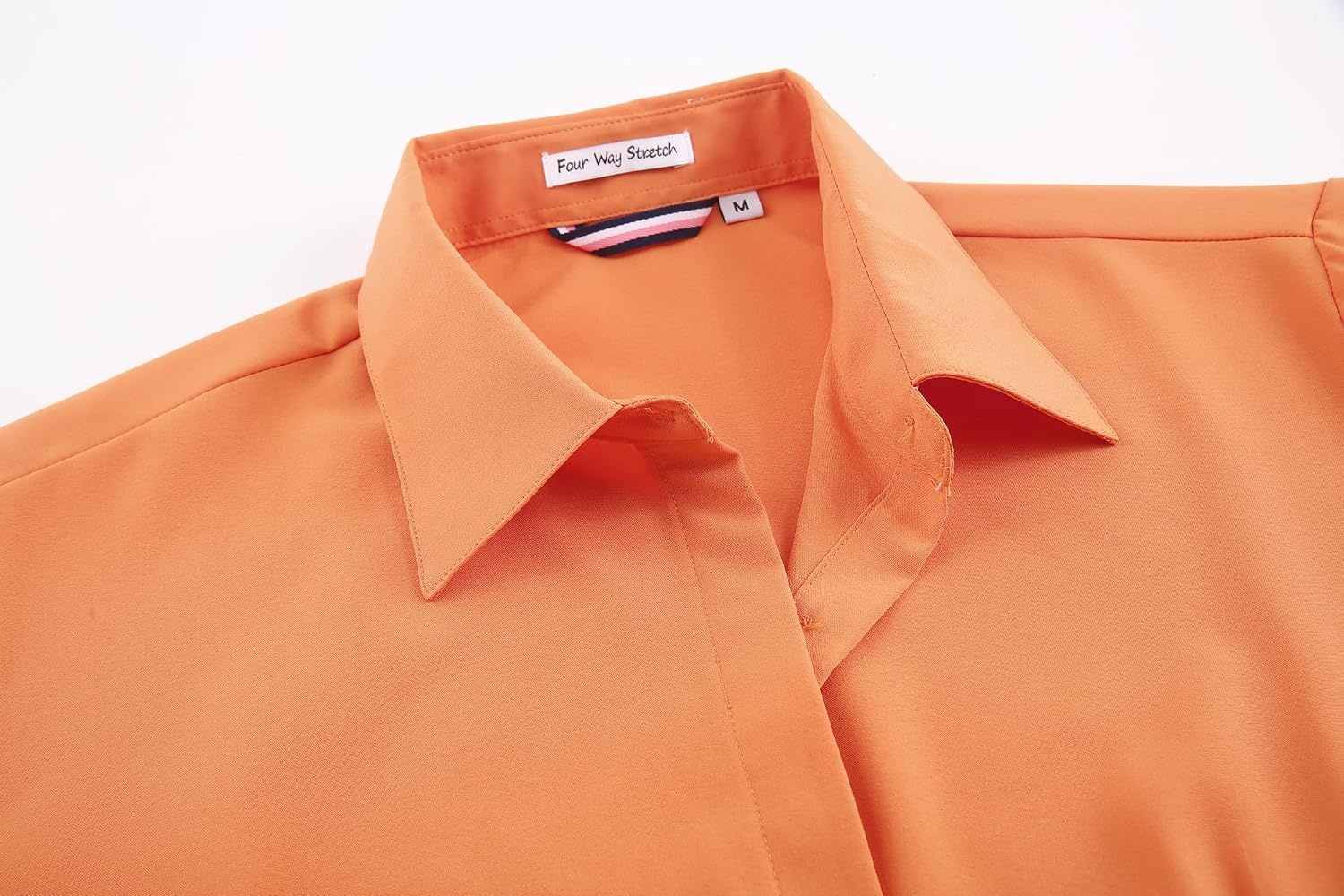image:imageAlex Vando Womens Dress Shirts Button Down Wrinkle Free Long Sleeve ShirtHidden Placket Orange