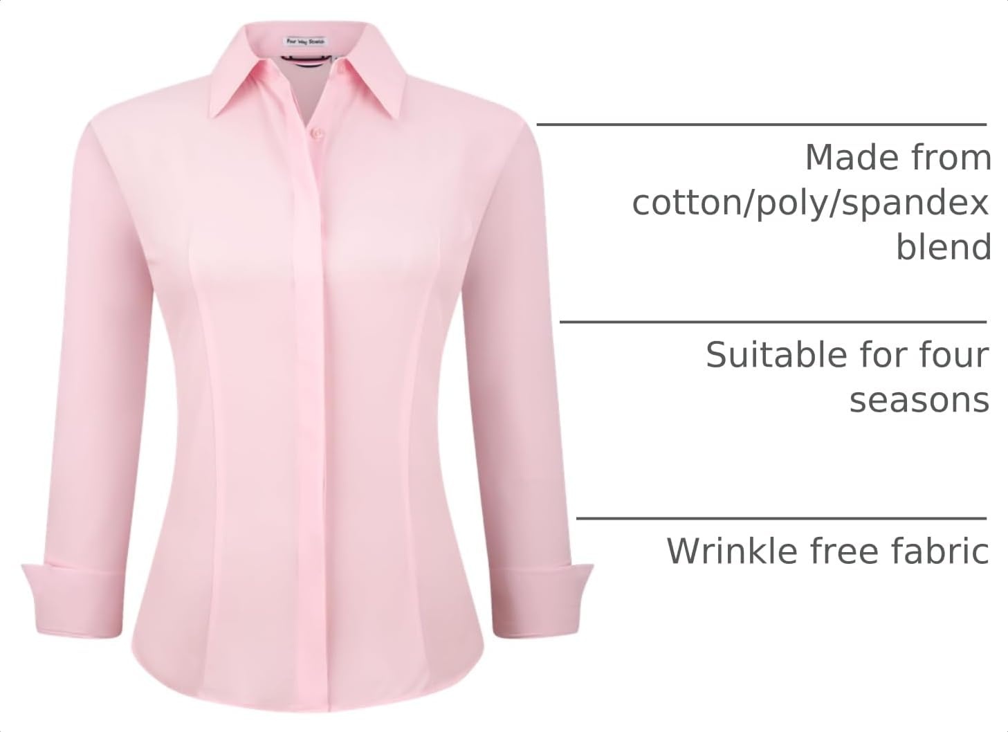 image:imageAlex Vando Womens Dress Shirts Button Down Wrinkle Free Long Sleeve ShirtHidden Placket Pink